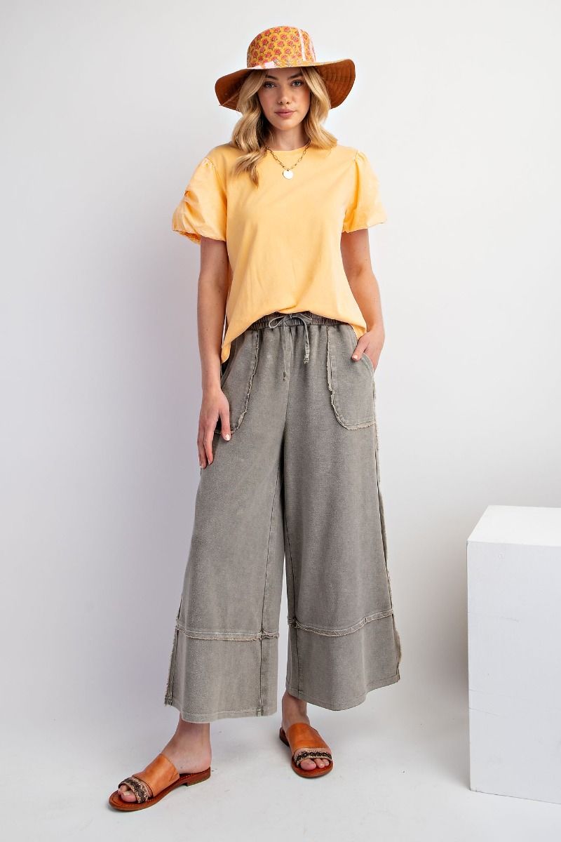 Erin Mineral Washed Terry Knit Palazzo Pants