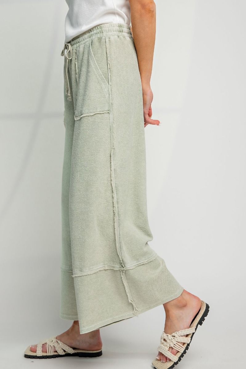 Erin Mineral Washed Terry Knit Palazzo Pants