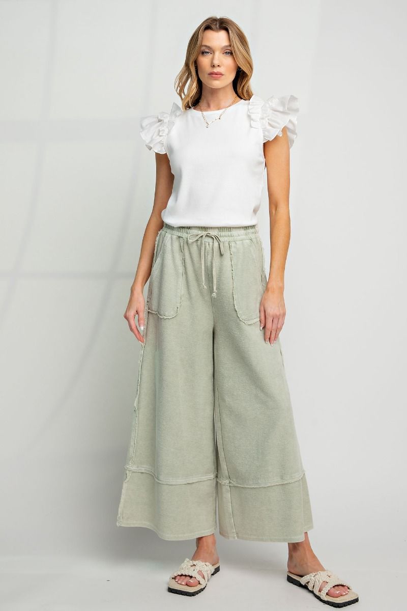 Erin Mineral Washed Terry Knit Palazzo Pants