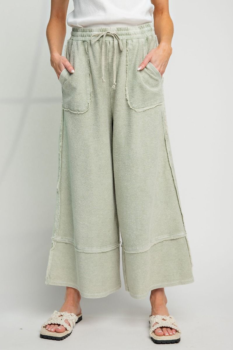 Erin Mineral Washed Terry Knit Palazzo Pants