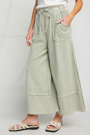 Erin Mineral Washed Terry Knit Palazzo Pants