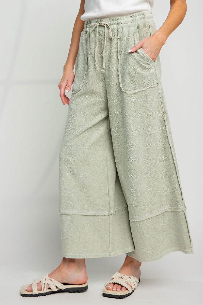Erin Mineral Washed Terry Knit Palazzo Pants