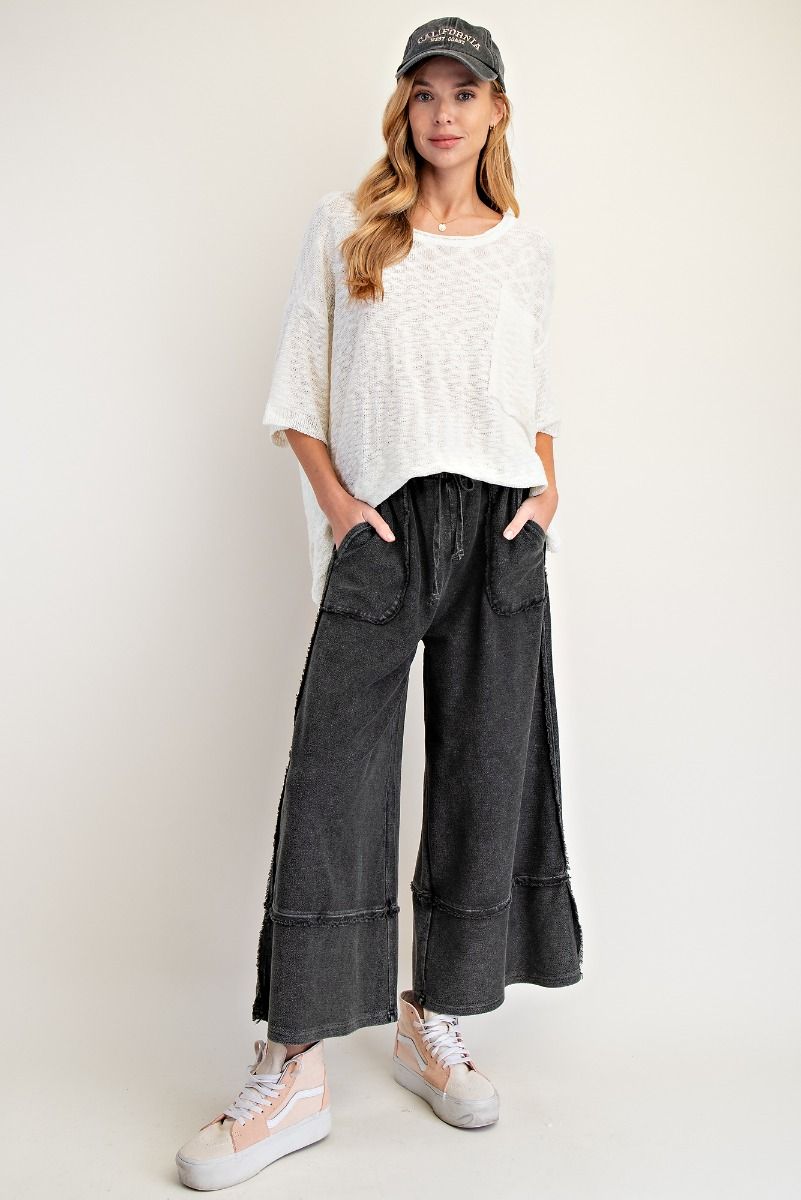 Erin Mineral Washed Terry Knit Palazzo Pants