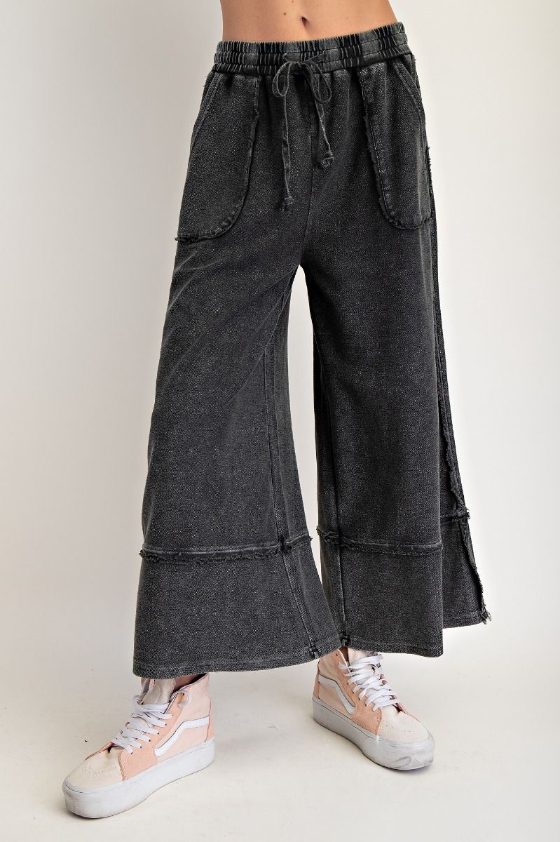 Erin Mineral Washed Terry Knit Palazzo Pants
