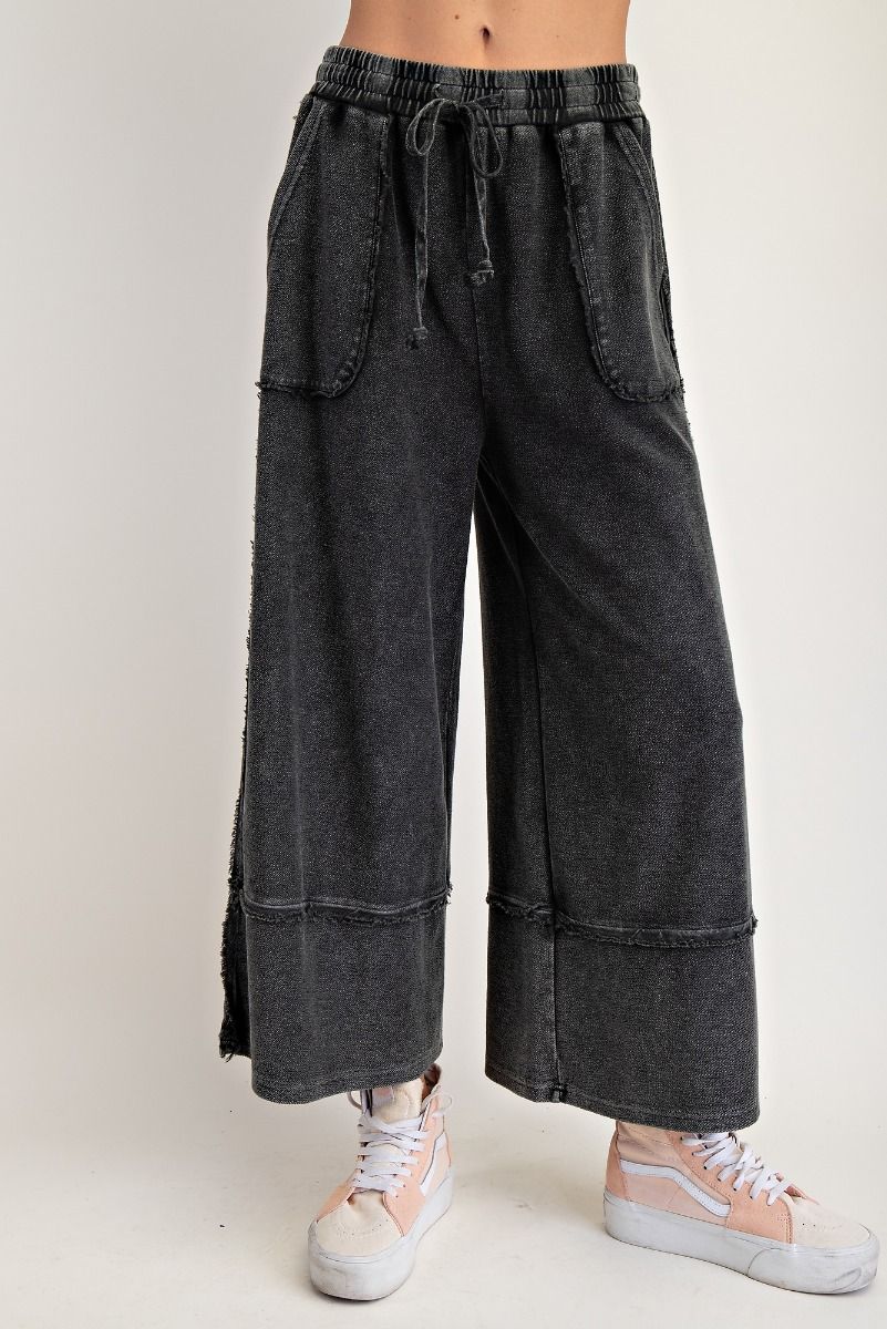 Erin Mineral Washed Terry Knit Palazzo Pants