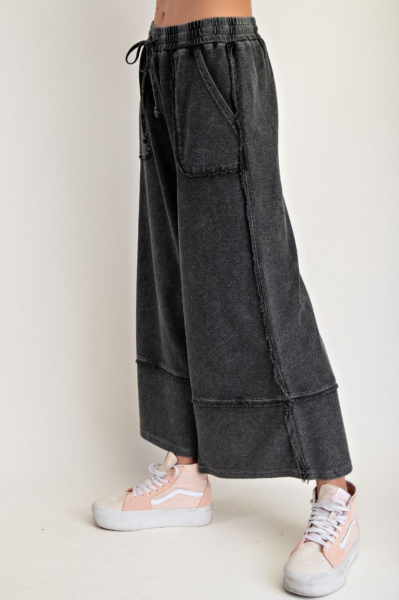 Erin Mineral Washed Terry Knit Palazzo Pants