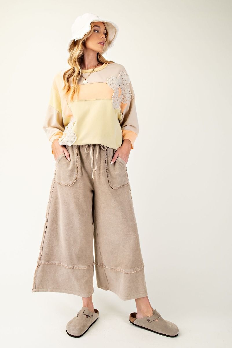 Erin Mineral Washed Terry Knit Palazzo Pants