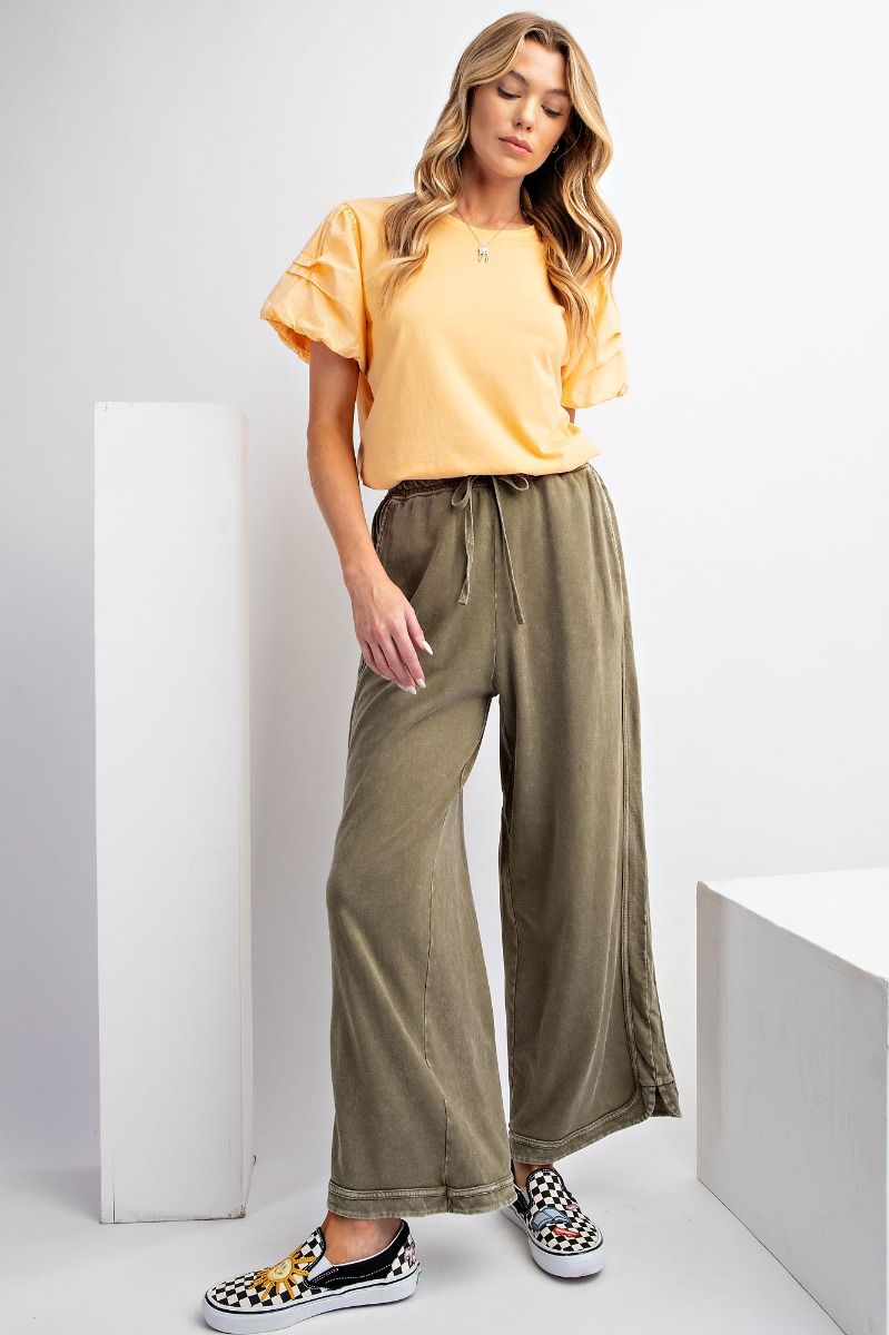 Alyssa Mineral Washed Knit Wide Leg Pants