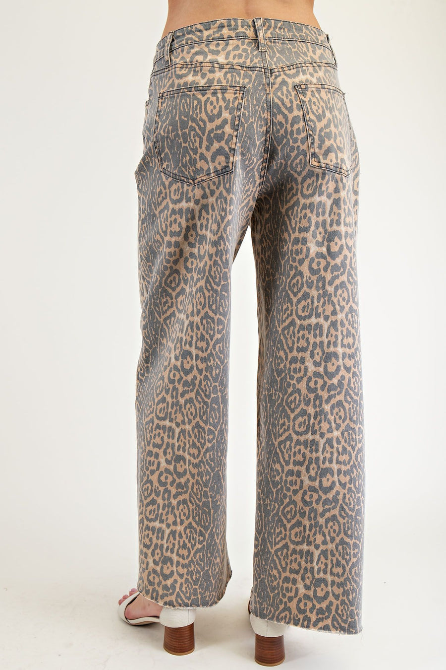 Nyoka Leopard Washed Animal Print Wide Leg Pants
