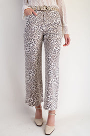 Nyoka Leopard Washed Animal Print Wide Leg Pants