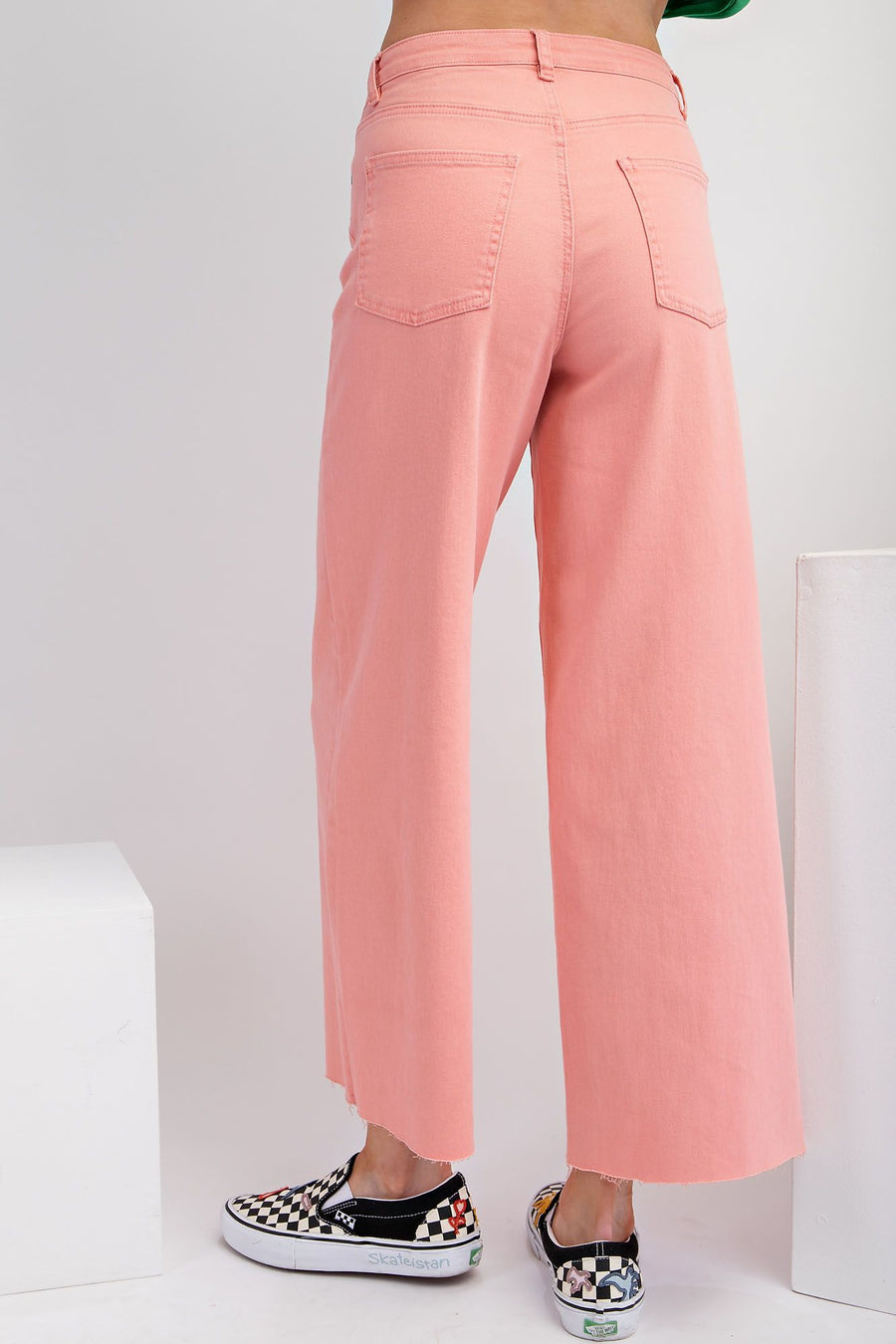 Brie Colored Denim Wide Leg Raw Hem Pant Jeans