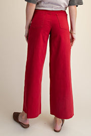 Brie Colored Denim Wide Leg Raw Hem Pant Jeans