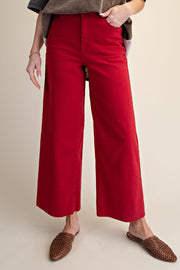 Brie Colored Denim Wide Leg Raw Hem Pant Jeans