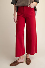 Brie Colored Denim Wide Leg Raw Hem Pant Jeans