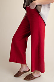 Brie Colored Denim Wide Leg Raw Hem Pant Jeans