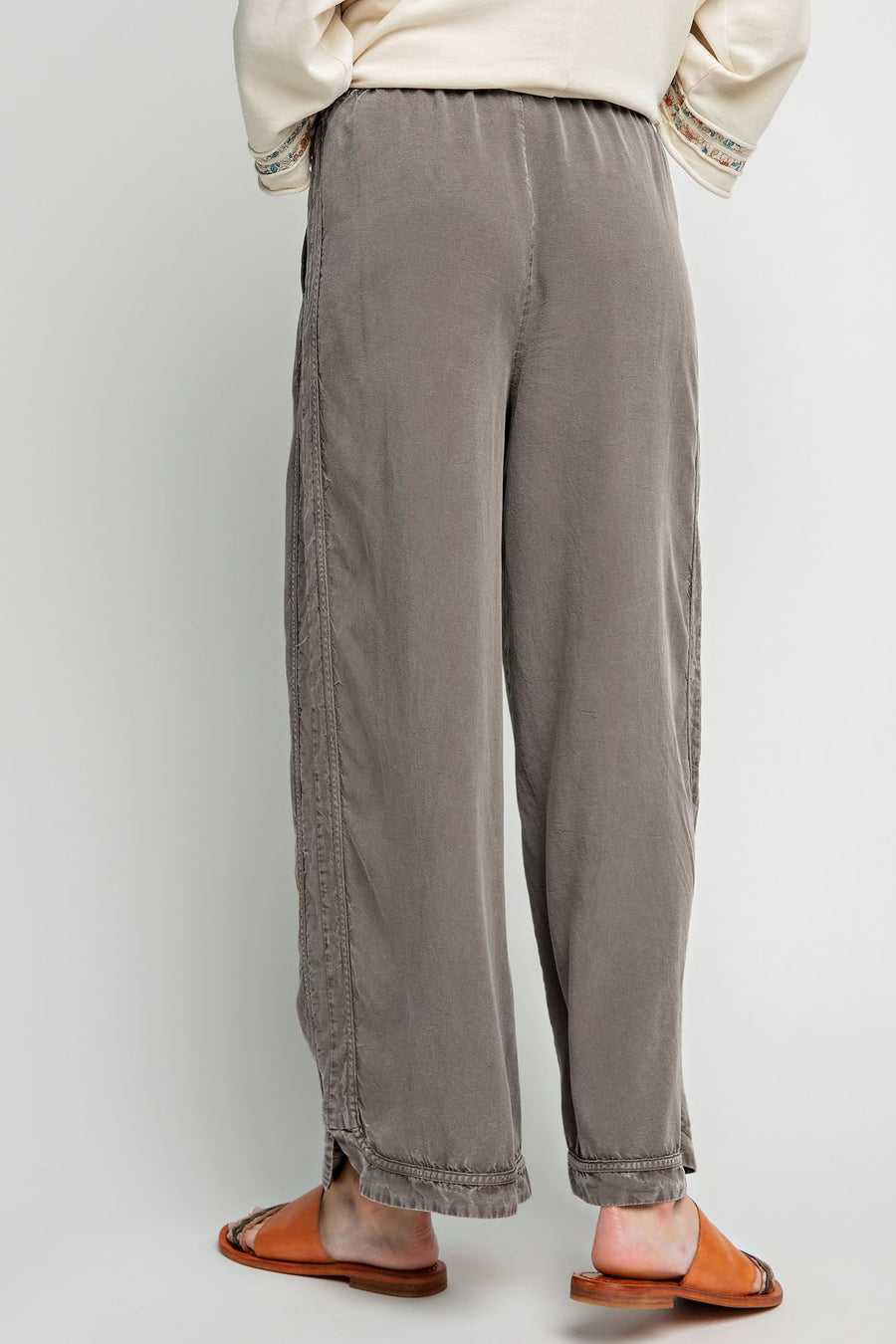 Allison Mineral Washed Soft Twill Wide Leg Pants