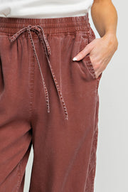 Allison Mineral Washed Soft Twill Wide Leg Pants