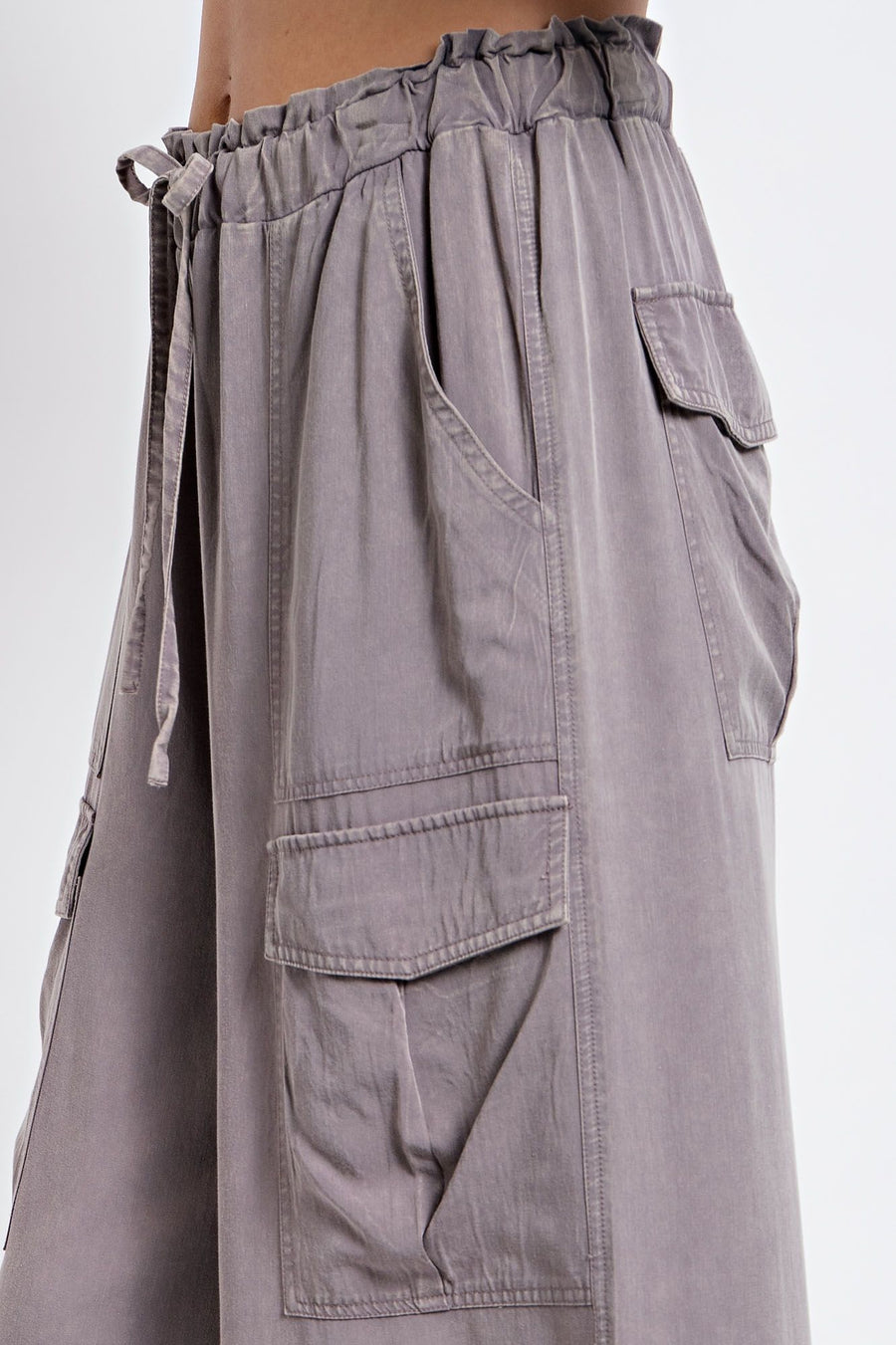 Ellerie Mineral Washed Wide Leg Cargo Utility Pant