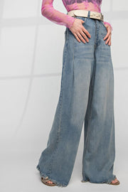 Tracy Soft Washed High Waisted Wide Leg Denim Pants