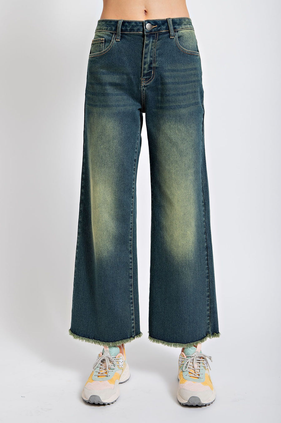 Villainous Relaxed Fit Wide Leg Crop Denim Jeans