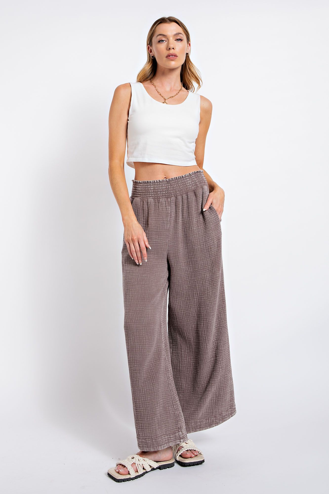 Devonne Wide Leg Gauze Pant