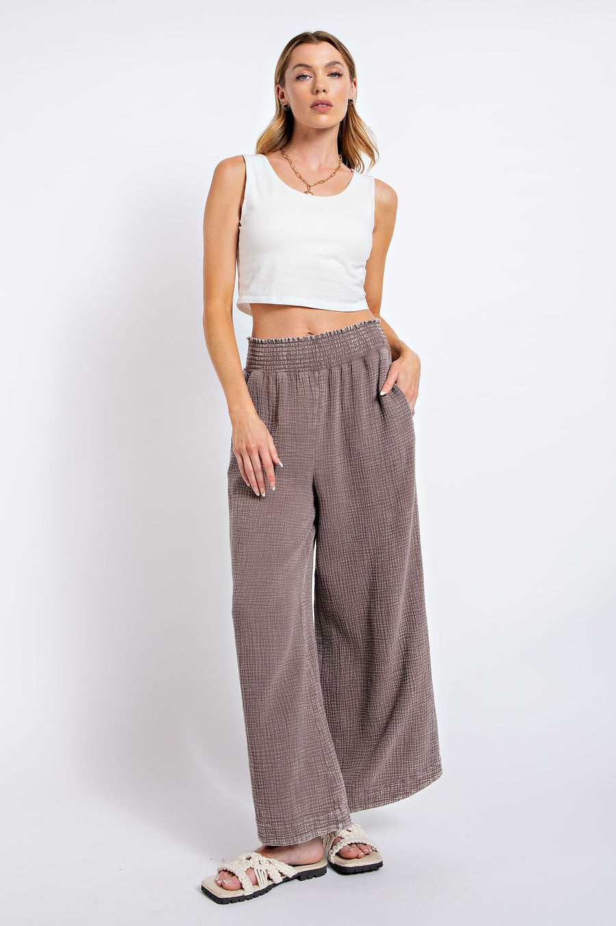 Devonne Wide Leg Gauze Pant