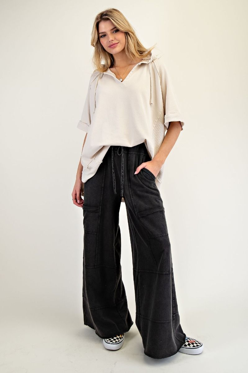 Emmalynn Mineral Washed Terry Knit Cargo Pants