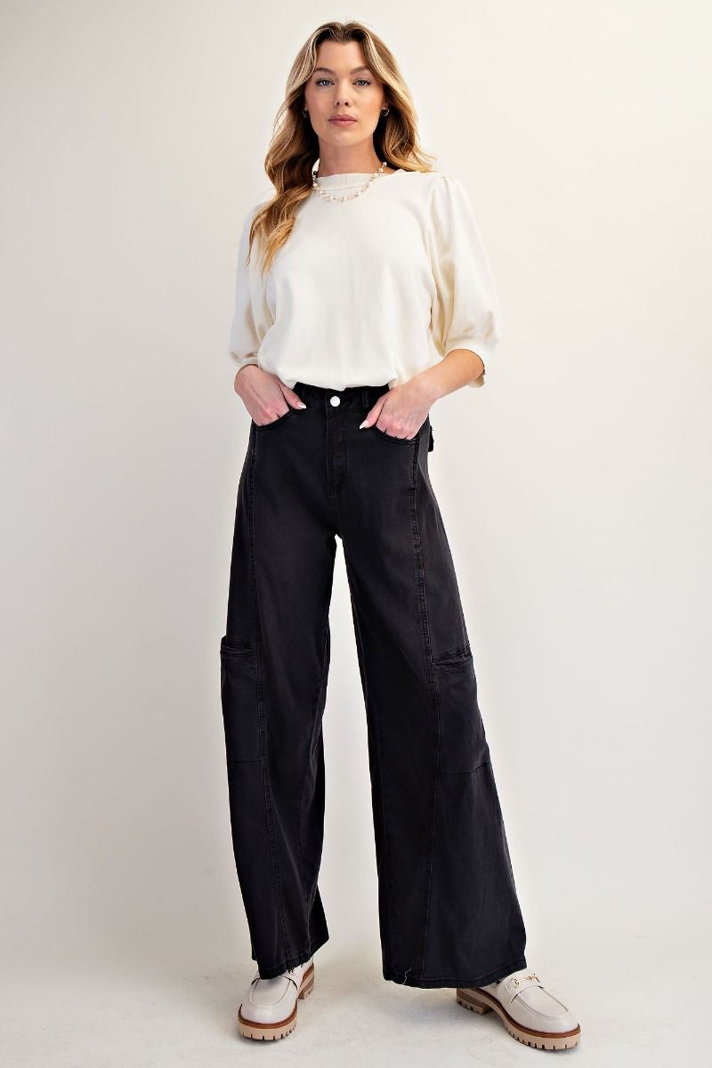 Lolita Lightweight Washed Denim Wide Leg Cargo Pants