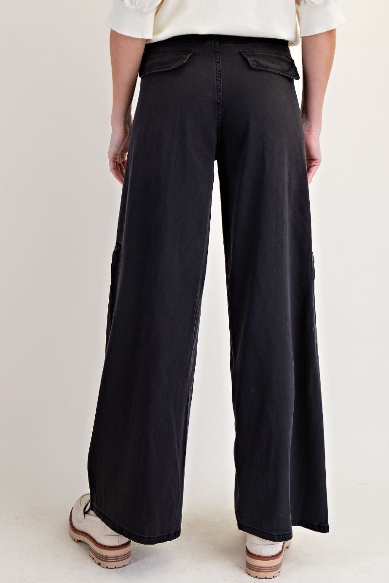 Lolita Lightweight Washed Denim Wide Leg Cargo Pants