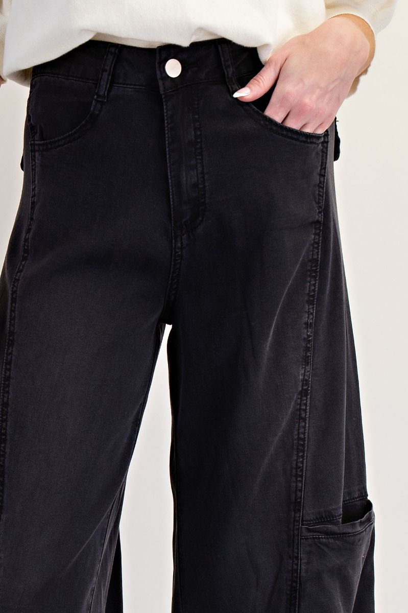 Lolita Lightweight Washed Denim Wide Leg Cargo Pants