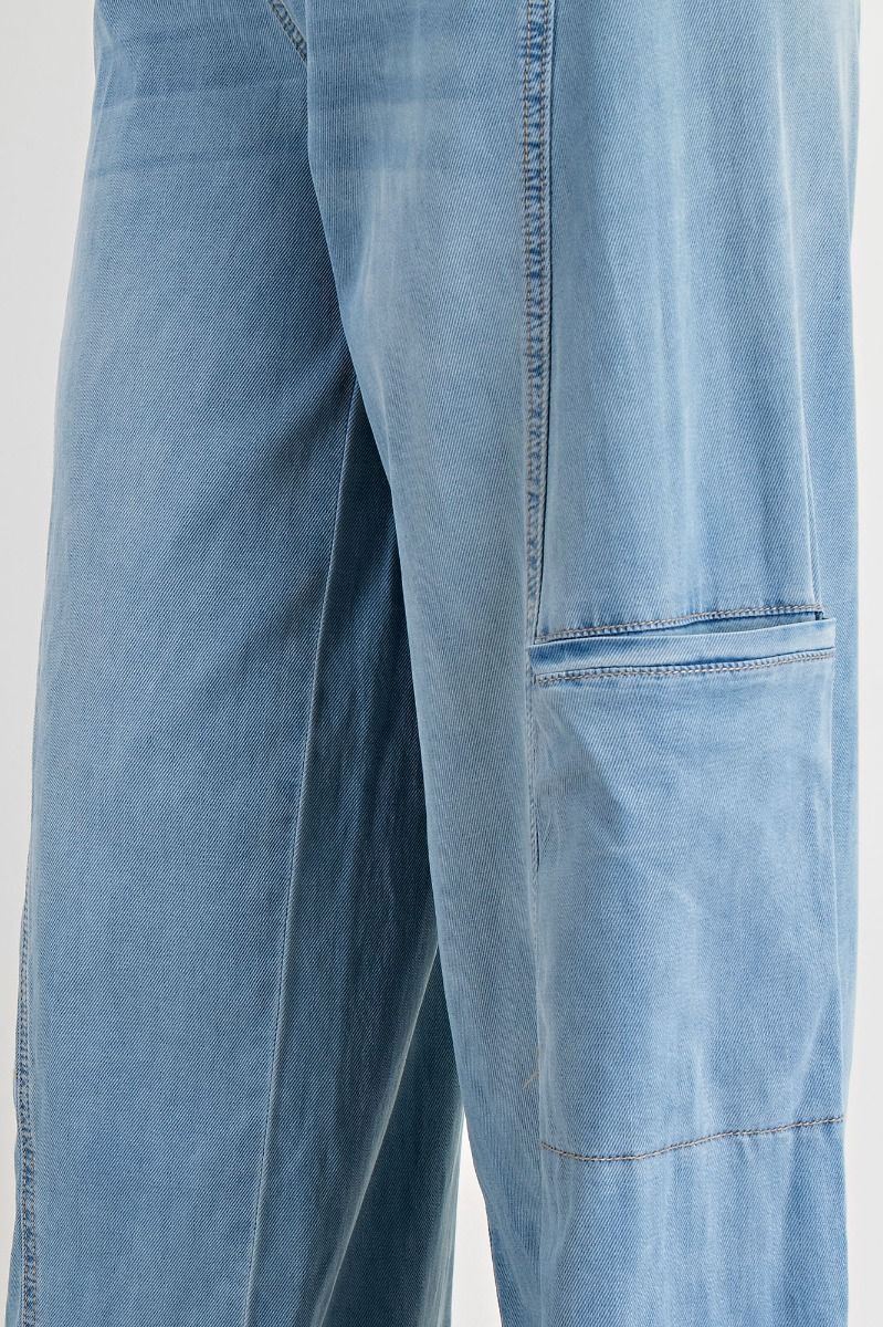 Lolita Lightweight Washed Denim Wide Leg Cargo Pants