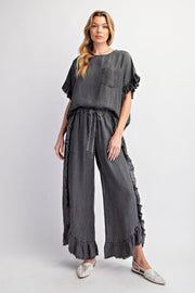 Gianna Washed Denim Ruffle Pant