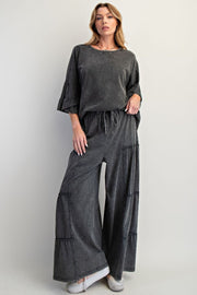 Sheena Mineral Washed Ruffle Tiered Super Wide Leg Pants
