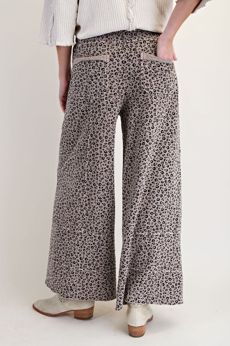 Emma Animal Print Mineral Washed Terry Knit Cargo Pants