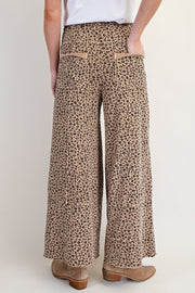 Emma Animal Print Mineral Washed Terry Knit Cargo Pants