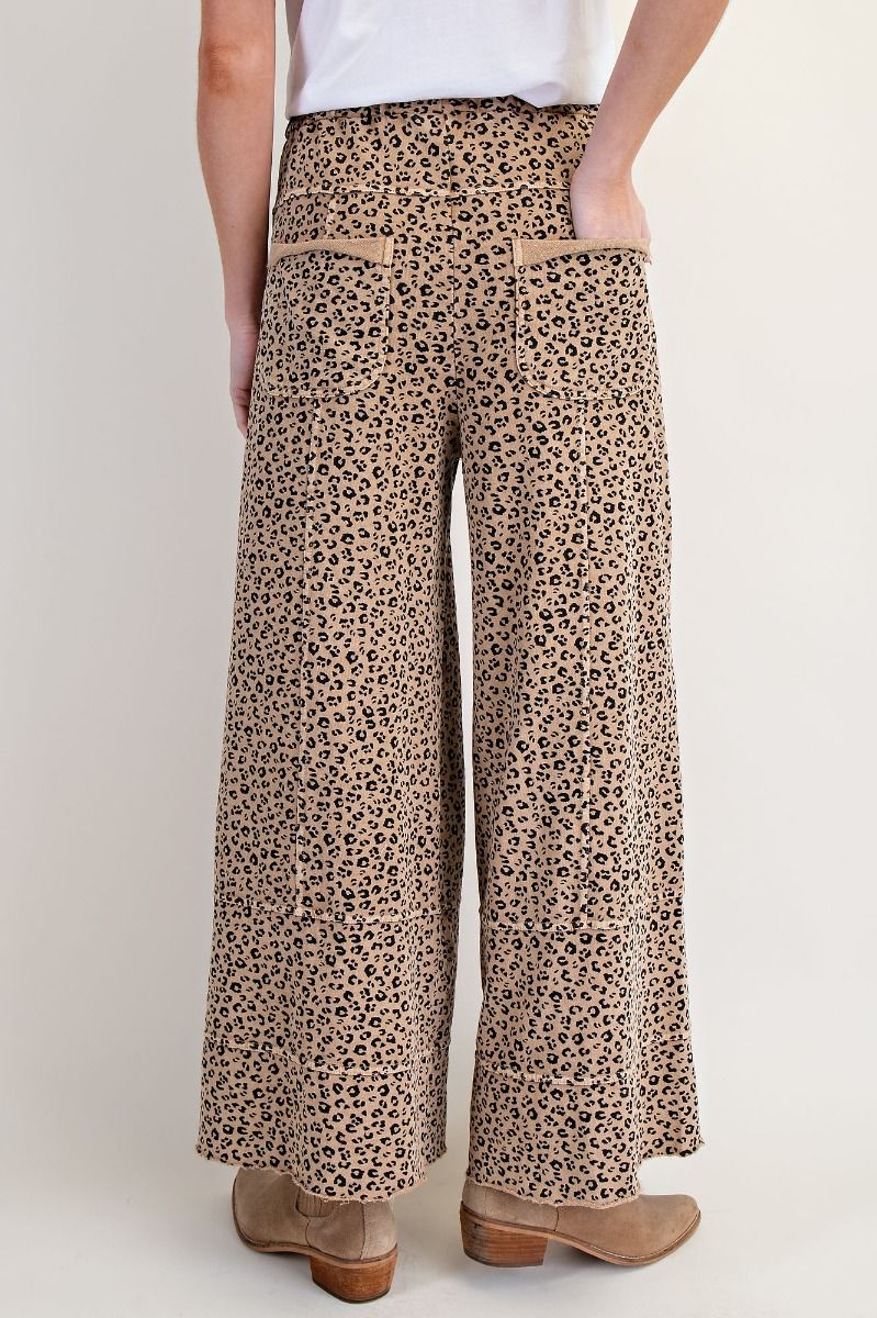 Emma Animal Print Mineral Washed Terry Knit Cargo Pants