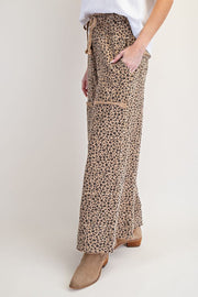 Emma Animal Print Mineral Washed Terry Knit Cargo Pants