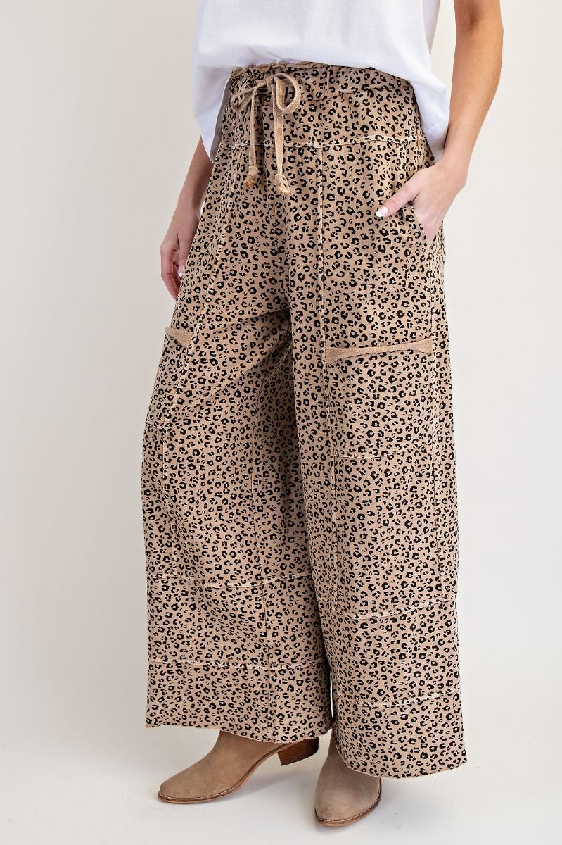 Emma Animal Print Mineral Washed Terry Knit Cargo Pants