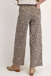 Nyla Leopard Washed Animal Print Wide Leg Pants