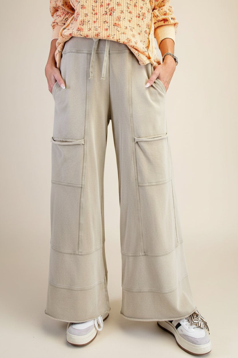 Emma Mineral Washed Knit Cargo Pants