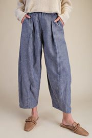 Oriana Herringbone Pinstripe Barrel Pants