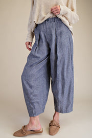 Oriana Herringbone Pinstripe Barrel Pants