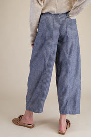 Oriana Herringbone Pinstripe Barrel Pants
