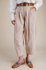 Oriana Herringbone Pinstripe Barrel Pants