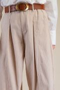 Oriana Herringbone Pinstripe Barrel Pants