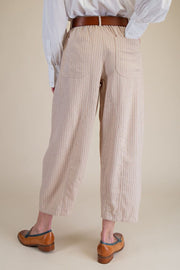 Oriana Herringbone Pinstripe Barrel Pants