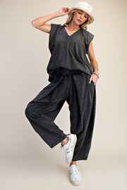 Esme Mineral Washed Knit Barrel Pants