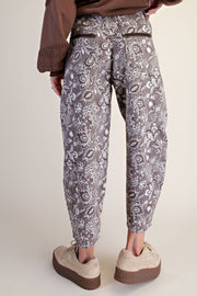 Ember Floral Cropped Jacquard Barrel Pants