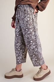 Ember Floral Cropped Jacquard Barrel Pants