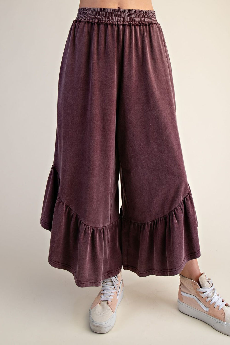 Zanthee Ruffle Hem Wide Leg Pants